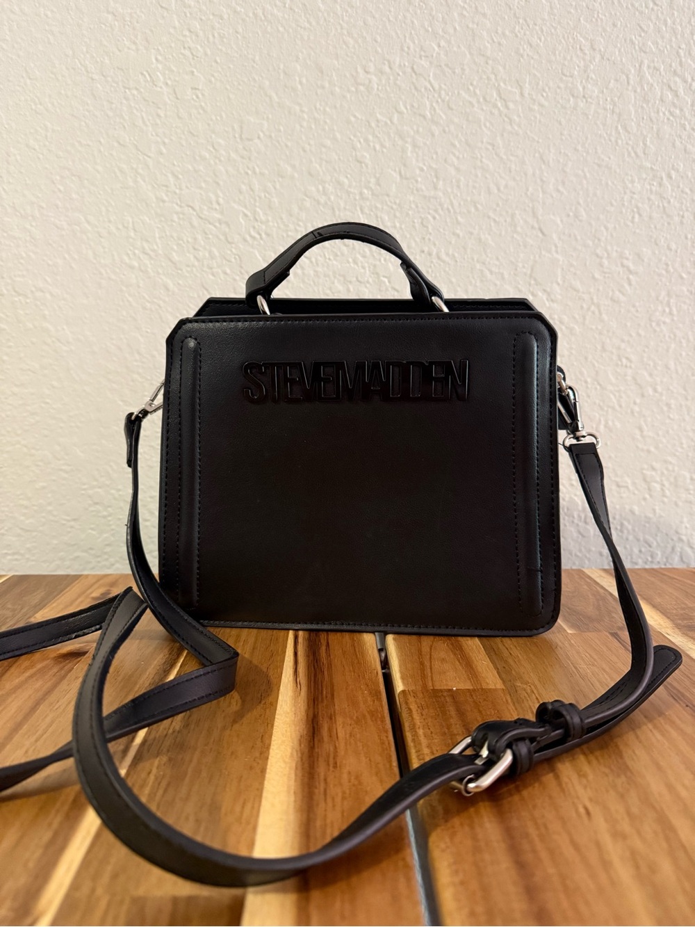 Steve Madden Evelyn Black Crossbody Satchel